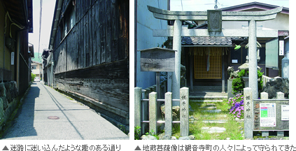 正興寺にある「梵釈寺旧跡」の石碑、本堂内には智証大師像が祀られる